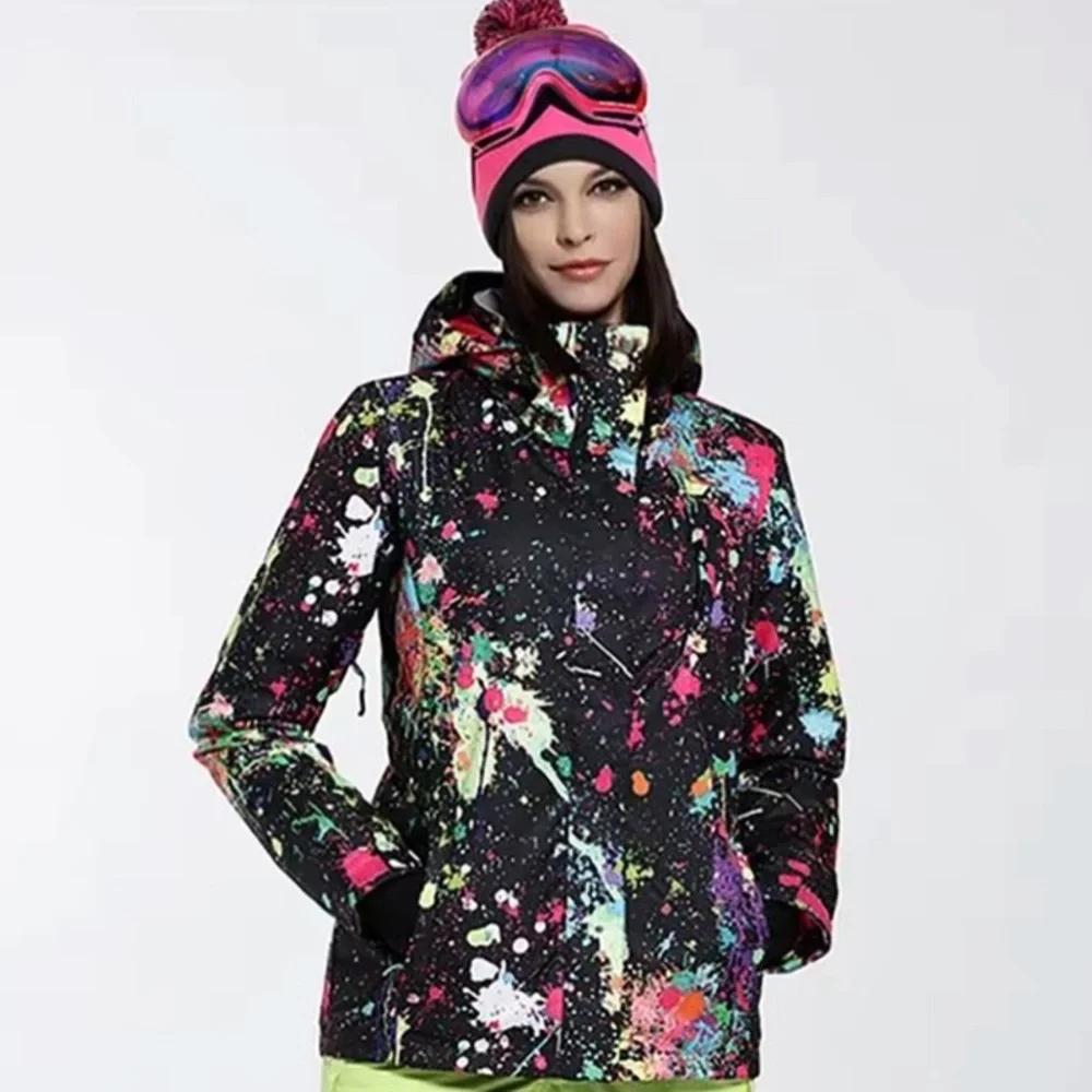 Like New Gsou Snow Multicolor Splash Ink Spatter Snowboard Ski Coat, Size Small